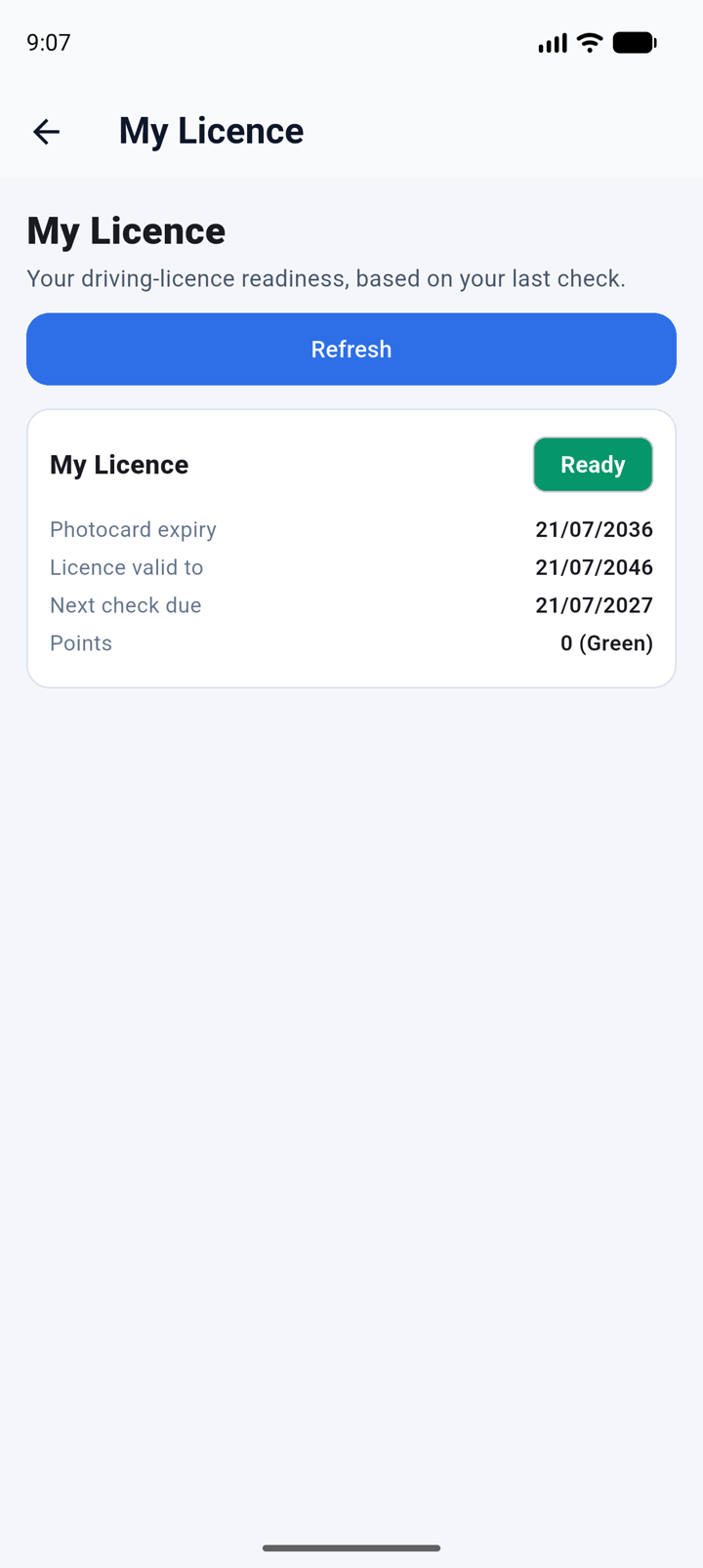 My Licence driver licence status on the Vikings Workforce mobile app