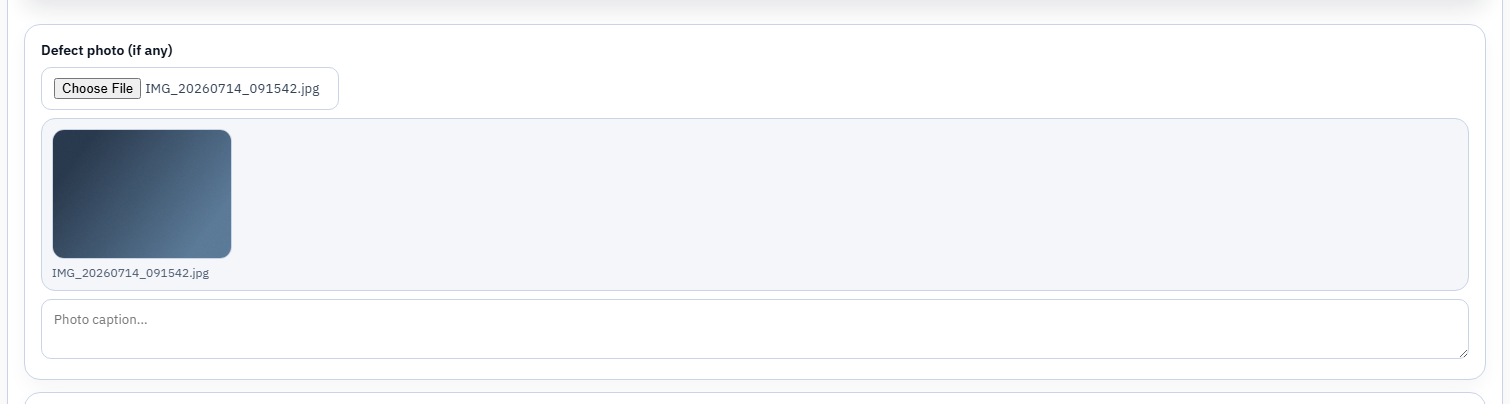 A site photo attached to a form's photo field, ready to caption